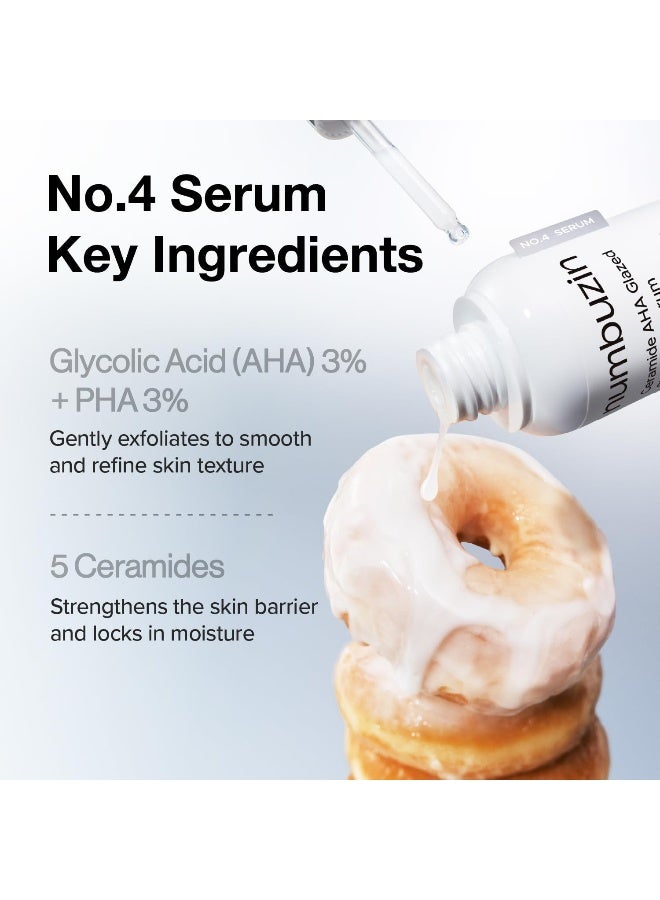 No.4 Serum | Ceramide AHA Glazed Skin Prep Serum | Exfoliating, Skin Barrier Repair, Face peel, Korean Glass Face | Glycolic Acid, PHA, Ceramides, Panthenol | 1.01 fl.oz - image 6