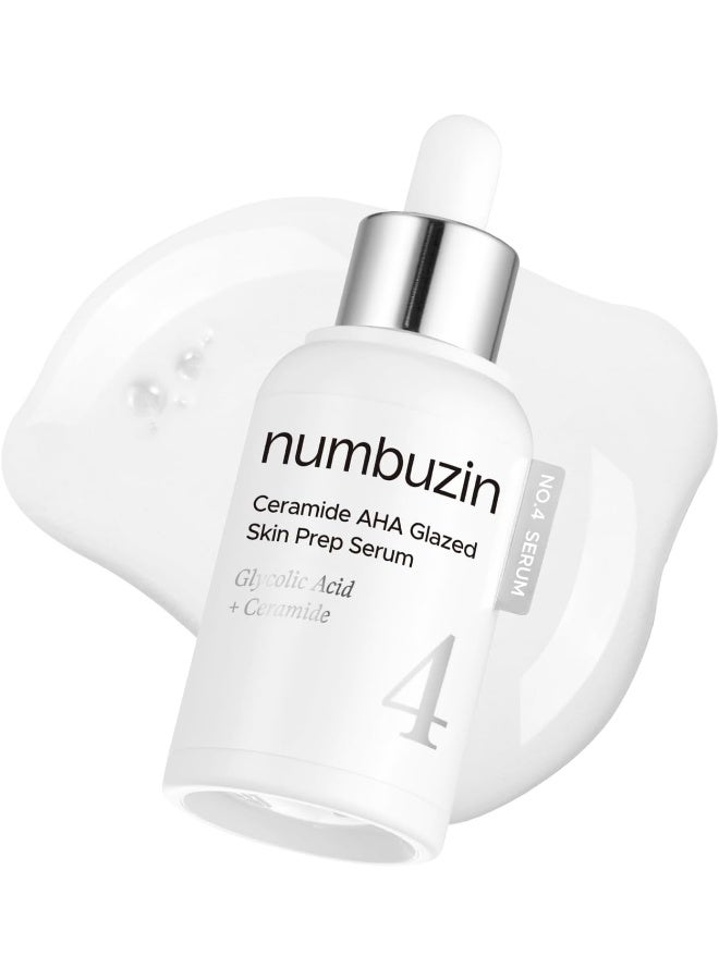 No.4 Serum | Ceramide AHA Glazed Skin Prep Serum | Exfoliating, Skin Barrier Repair, Face peel, Korean Glass Face | Glycolic Acid, PHA, Ceramides, Panthenol | 1.01 fl.oz