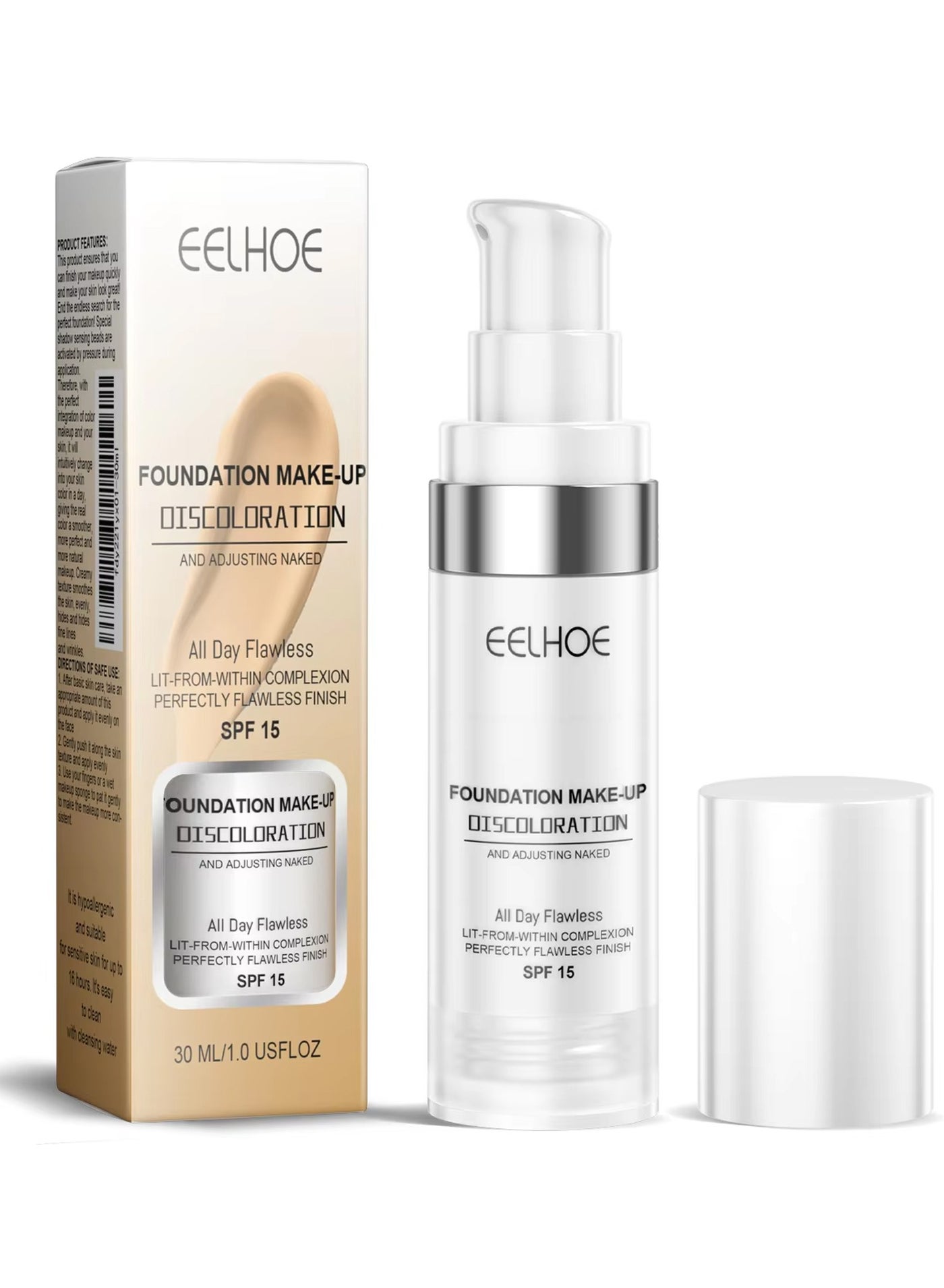 Eelhoe Liquid Foundation Magic Color Changing Face Concealer Cream Base Makeup Hydrating Long Lasting Waterproof Oil-control Concealer Full Coverage Foundation Cosmetics（30ml）