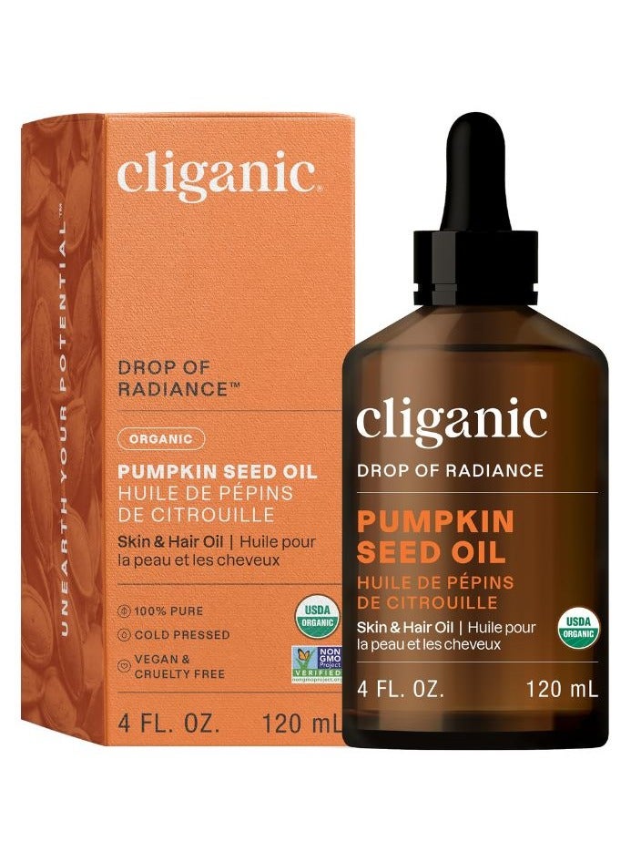 Organic Pumpkin Seed Oil 4oz / 120ml, For Face & Hair, Natural Cold Pressed Unrefined