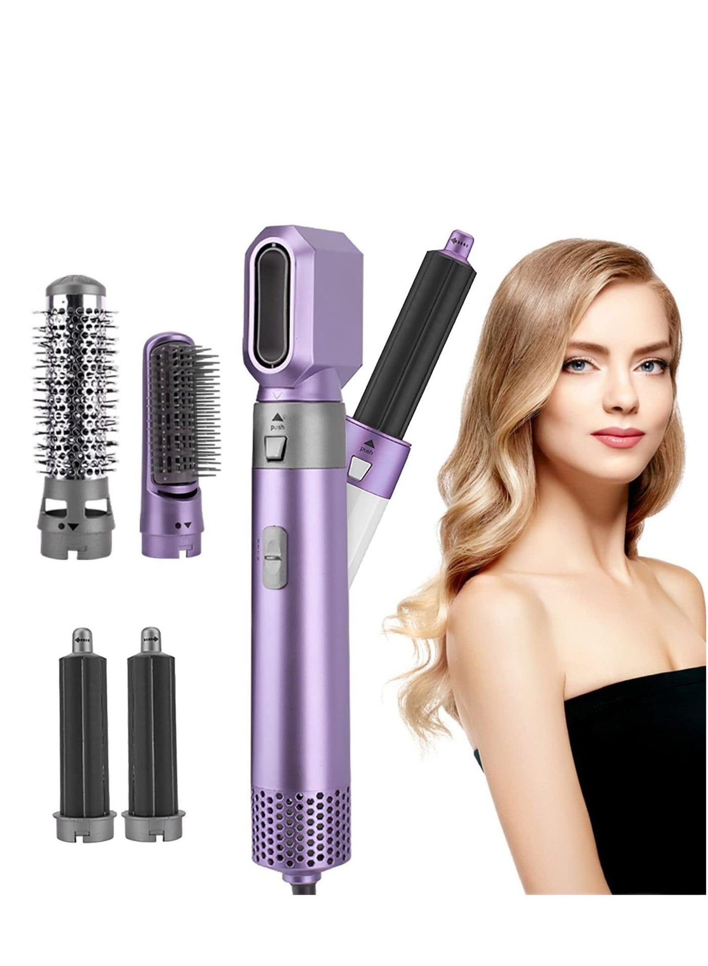 Hair Dryer Brush in-1 Curling Stick Set Negative Ion Hair Straightener Curler Professional Hair Curling Stick Detachable Brush Set Applicable to a Variety of Hair Qualities and Styles