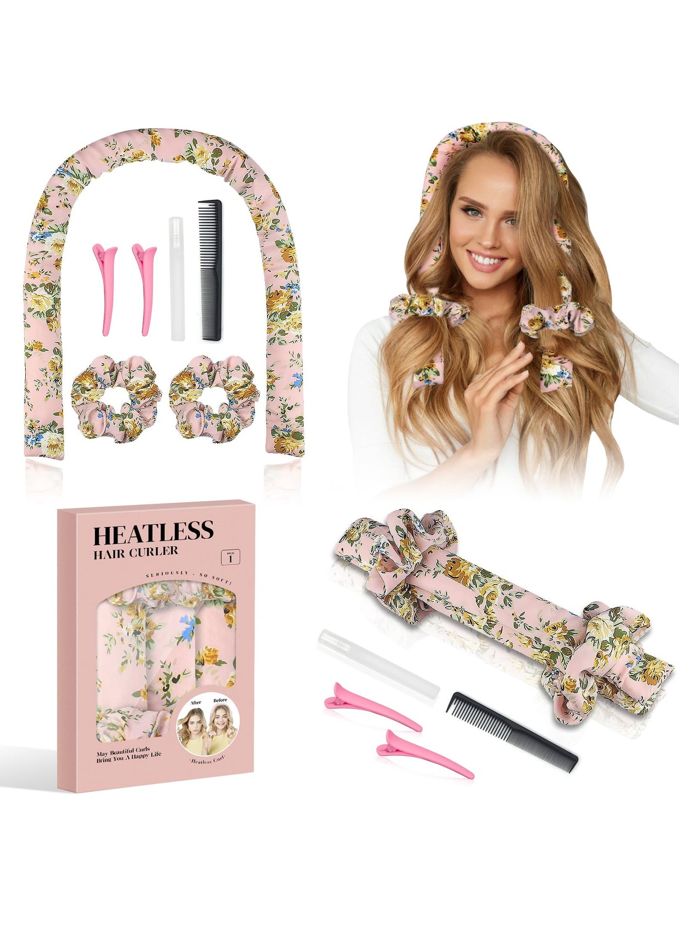 SYOSI Satin Heatless Hair Curler, Stylish Heatless Curling Rod for Long Hair, Heatless Hair Curler Set for Hair Styling, Heatless Hair Curler to Sleep in, Hair Curls Styling Tool for All Hair Types