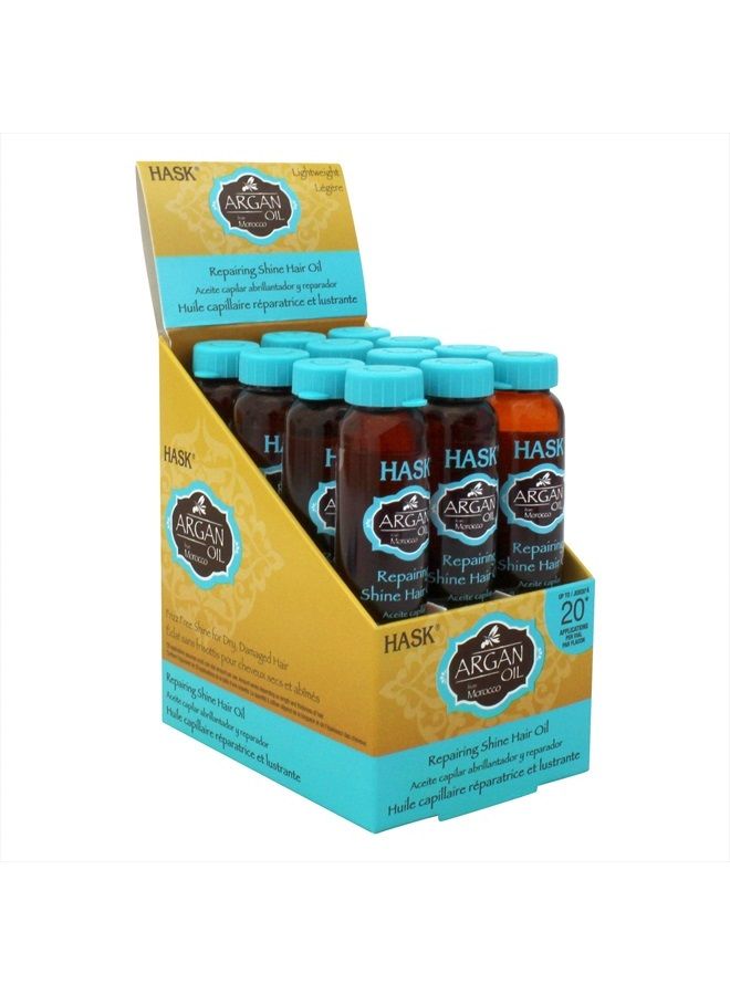 ARGAN Repairing Hair Oil Vials for shine and frizz control for all hair types, color safe, gluten-free, sulfate-free, paraben-free -12 Shine Oil Vials