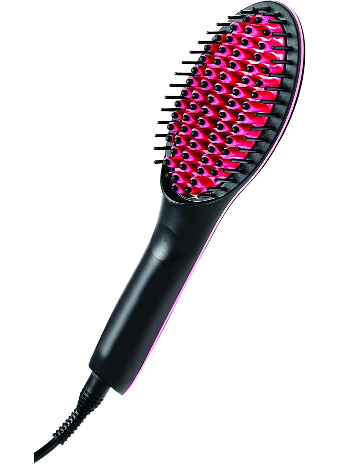 Simply Straight Ceramic Hair Straightening Brush, Black/Pink