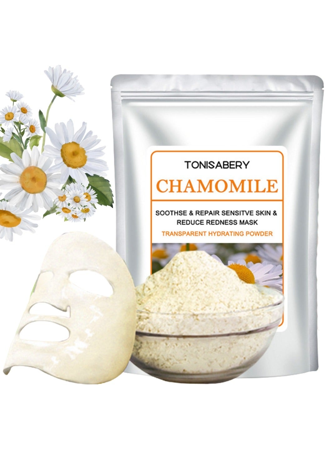 Chamomile Peel Off Face Mask Powder Soothes Repair Skin and Reduce Redness Facial Mask Transparent Hydrating Moisturizing Facial Mask Powder for Men and Women 20g