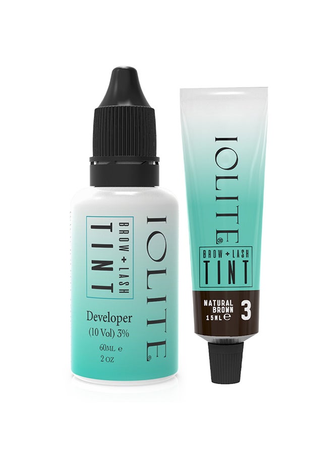 Lash & Brow Tint Kit, Instant Voluminous Color, Perfect for Perm Lift. Semi-permanent, Lasts 6 Weeks. Professional Pigments & Developer for Enhanced Lashes & Brows Natural Brown Tint Dye Colors