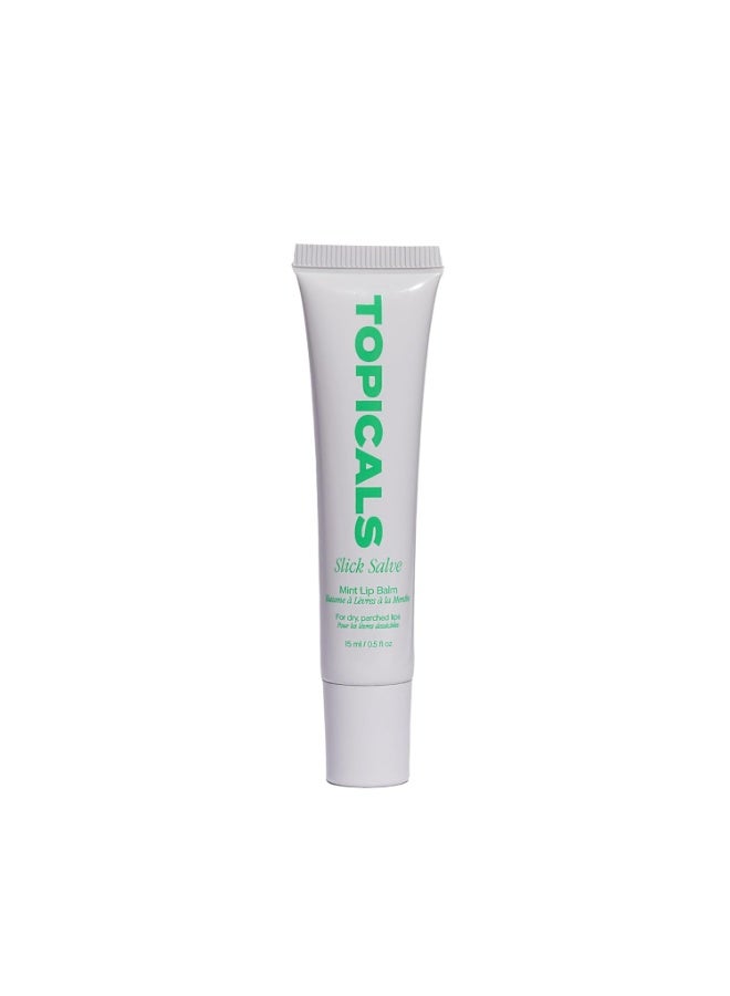 Topicals Slick Salve Mint Glossy Lip Balm | Soothes Discomfort, Strengthens Barrier and Provides Lasting Hydration & Relief | Vegan, Paraben-Free Formula with Hyaluronic Acid and Ceramides (0.5 Fl Oz)