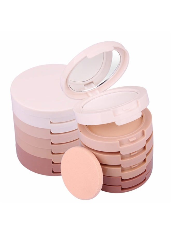 5 Colors Long-Lasting Lightweight Multi-layer Matte Loose Setting Powder Pressed Powder Face Makeup Contour Palette Concealing Shading Powder Foundation for Minimizes Pores & Perfects Skin