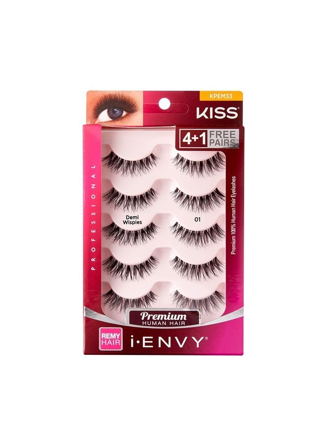 I-ENVY by KISS Beyond Naturale 01 Lashes Demi Wispies 5 Pair 1 Pack Natural Wispy Style KPEM33