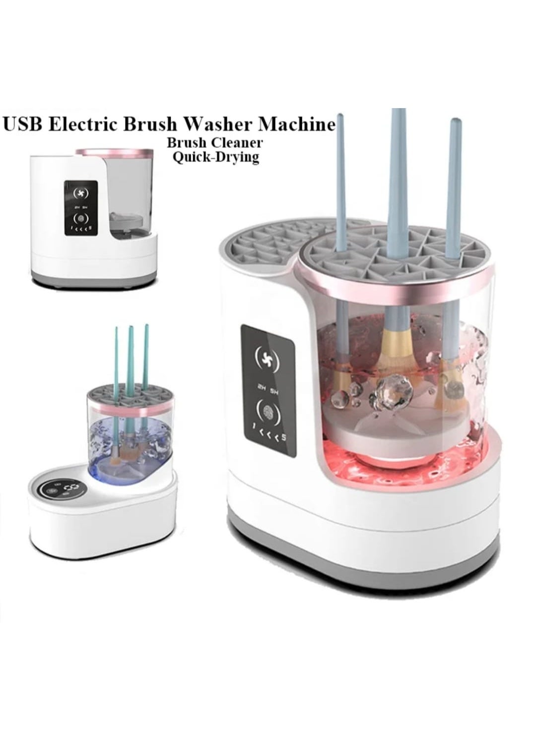 Electric Makeup Brush Cleaner Machine, 3 IN 1 Automatic Make up Brush Cleaner with Makeup Brush Dryer,Portable USB Deep Quick Cleaning Tools for All Size Makeup Brush Set, Blush Brush, Sponges