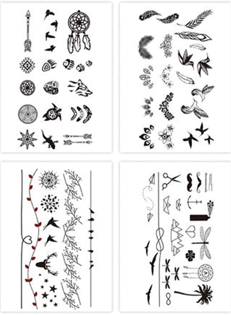 4 Sheets Simple Design Temporary Tattoo Sticker SetSimple Tattoo Waterproof Fake Tattoo Stickers Unisex Tattoo Stickers Animal
