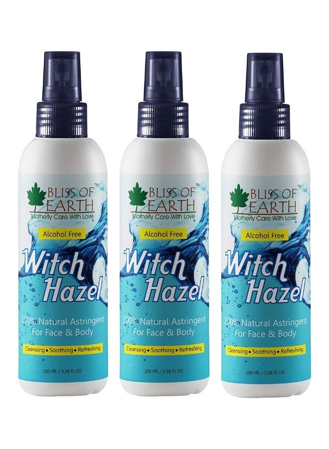 Bliss of Earth 3x100ML Pure Witch Hazel Astringent Natural Toner Great For Acne & Skin Rashes