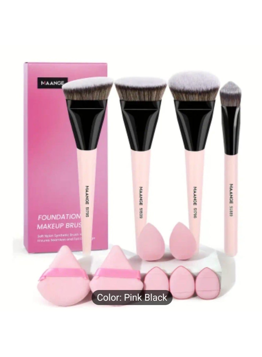 11 Pcs Makeup Tool Set, 4 Pcs Makeup Brushes , 7 Pcs Makeup Puff Accessories, Foundation Brush, Blush Brush, Concealer Brus, Professional Makeup Brush Set, Makeup Brush Tools