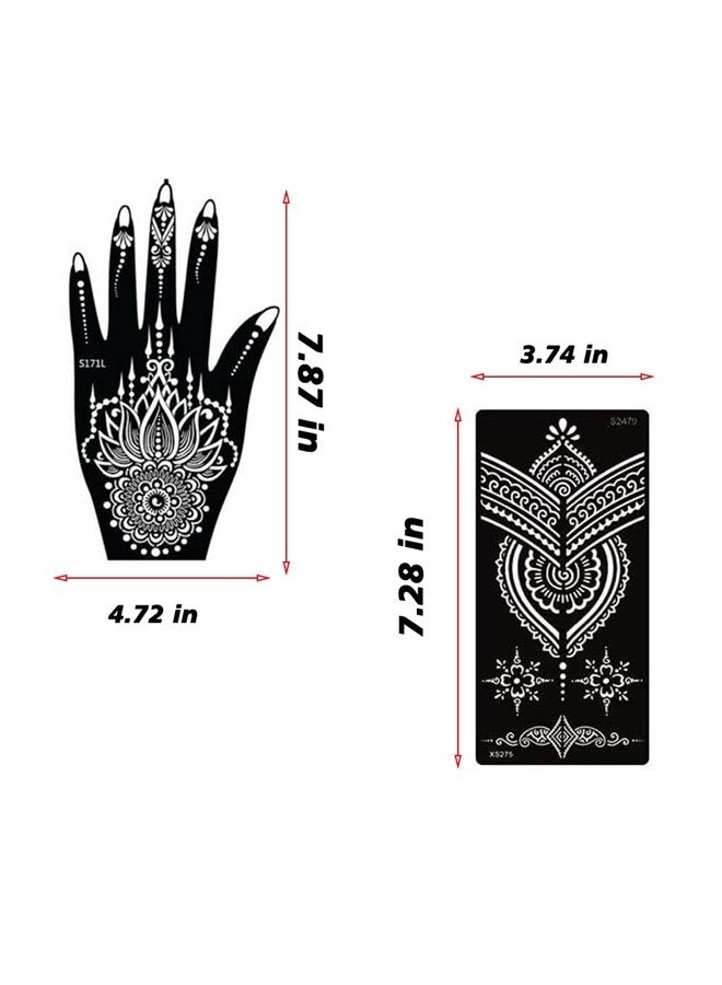 16 Sheets Temporary Henna Tattoo Kit, Reusable Tattoo Stencils Sets Indian Arabian Temporary Tattoo Templates Kit for Body Hand Art