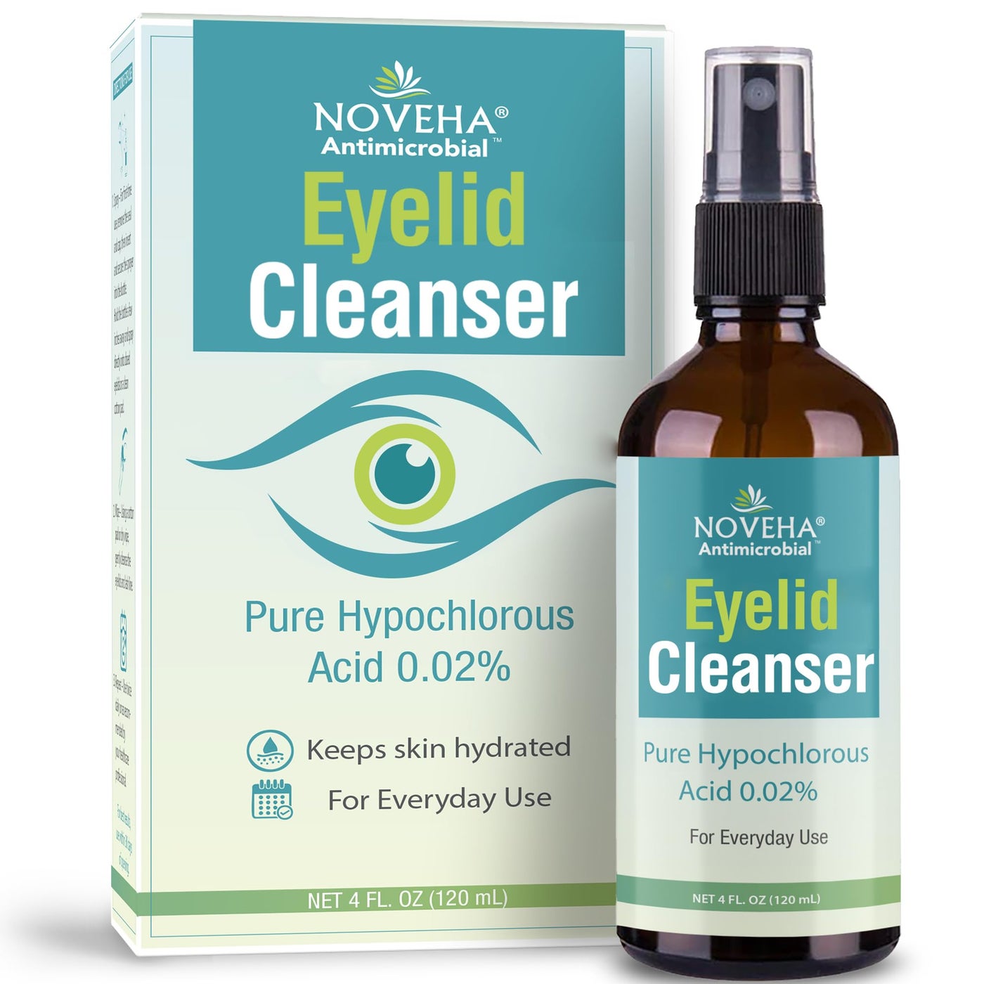 NOVEHA Eyelid Cleanser | Stye Eye Treatment | Eye Lid Cleaning | Dry Relief | Fast Acting Soothing Eyelid Cleansing Formula | Pure and Gentle Lash Hypochlorous Acid Spray (4oz - 1 Pack)