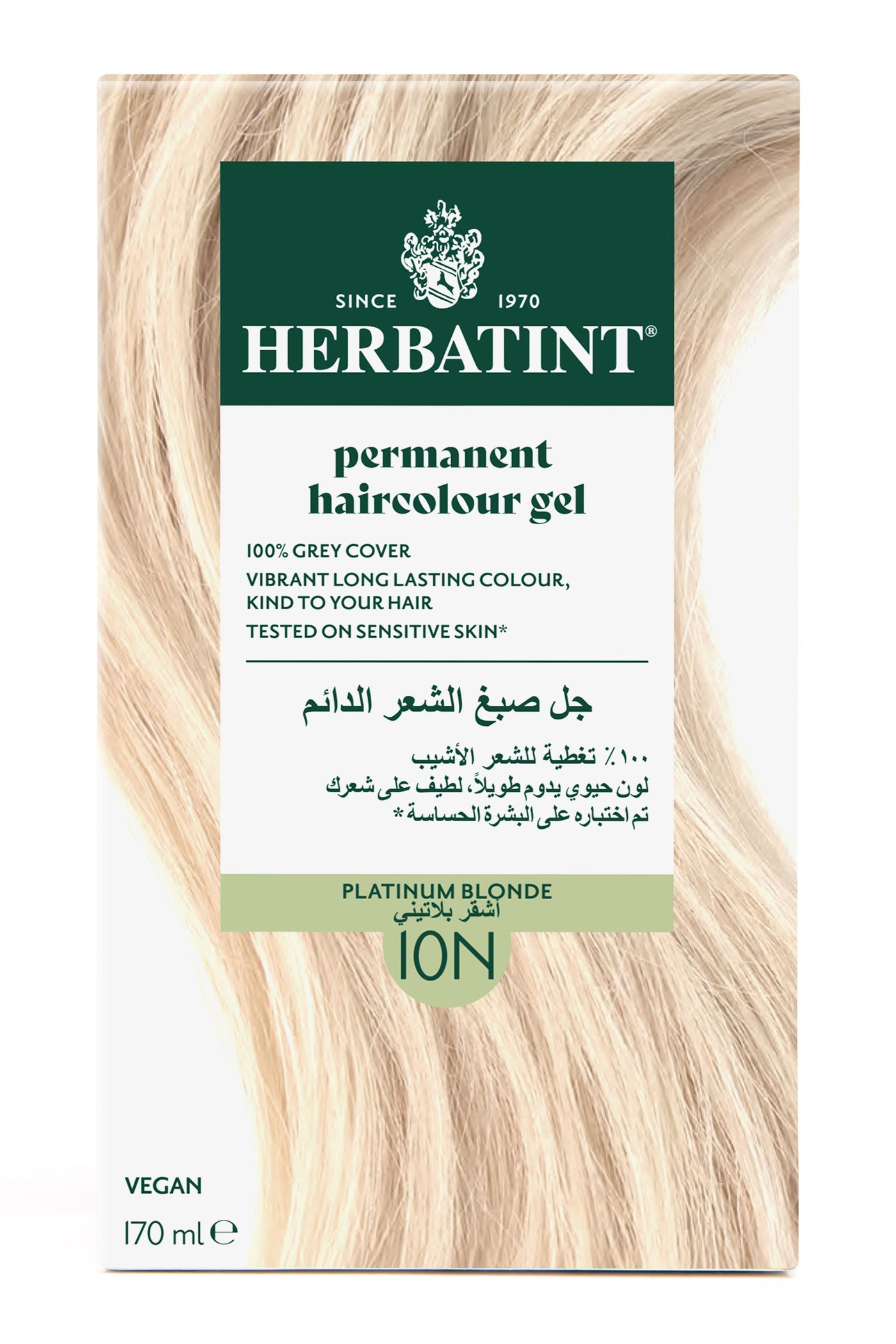 Permanent Hair Color Gel 10N Platinum Blonde (4.56 Fl Oz Kit) – Permanent Blonde Hair Dye for Natural Gray Coverage, with Herbal Extracts, Ammonia-Free, Vegan