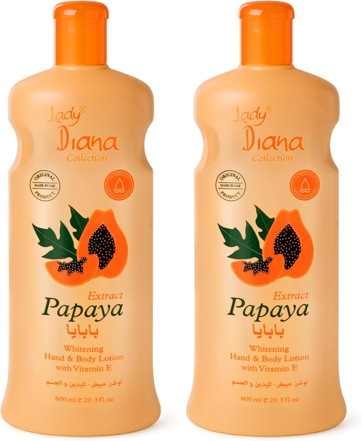 Lady Diana Papaya Extract Whitening Hand & Body Lotion with Vitamin E - 600ml