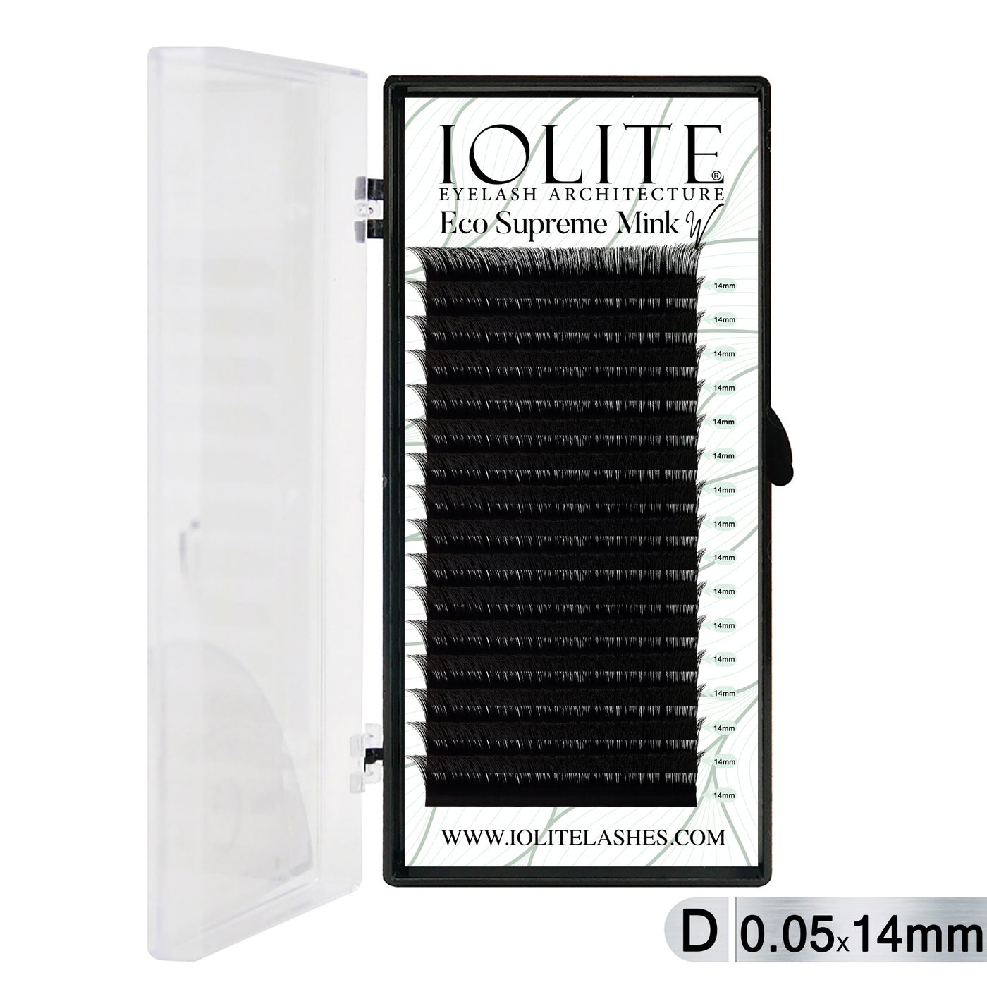 Iolite Eco Supreme Mink W Lash Extensions D Curl (0.5T Mix, 6mm–15mm) – Pre-Fanned W Volume Lashes for Professional Lash Artists & Salons ISMWD5T - 14MM