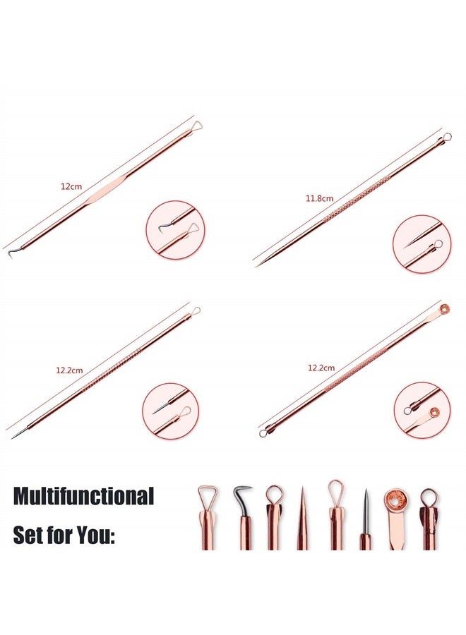 Blackhead Remover Pimple Comedone Extractor Tool Best Acne Removal Kit - Treatment for Blemish, Whitehead Popping, Zit Removing for Risk Free Nose Face Skin with Case (Rose, 4 Piece Set)