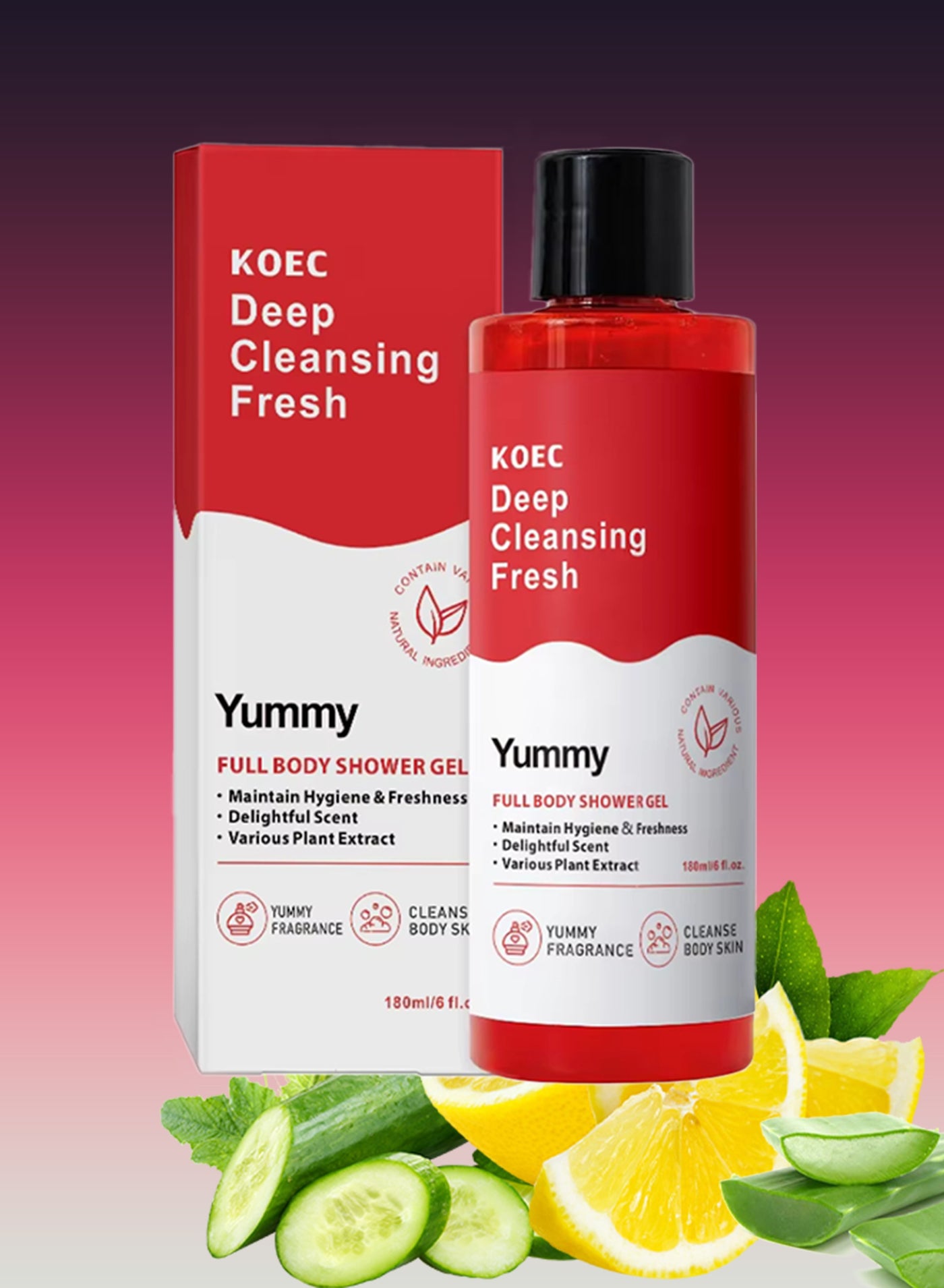 180ml Deep Cleansing Fresh Yummy Full Body Shower Gel Indulgent Luxurious Body Wash for Deep Cleansing Moisturizing and Nourishing Skin Refreshing Scent for All Skin Types Body Cleanser