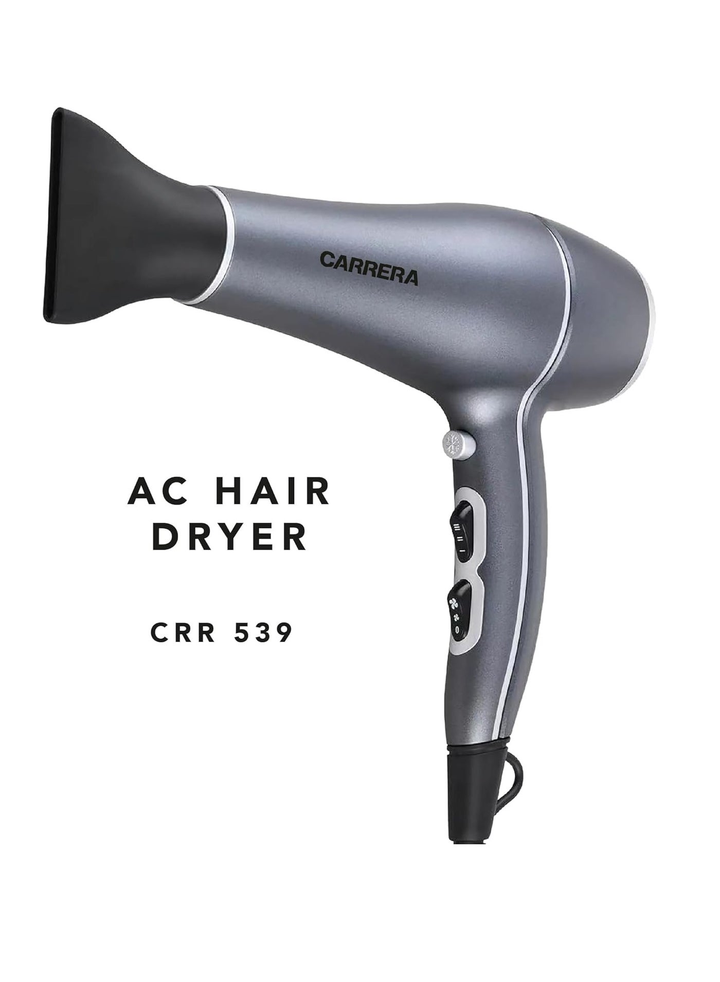 CRR539 Professional Hair Dryer 2200W – Powerful AC Motor, Ceramic Coated Grill & Ionic Technology, 3 Heat & 2 Speed Settings, Cool Shot, Styling Nozzle, Easy to Use, 2 Years Warranty - image 2