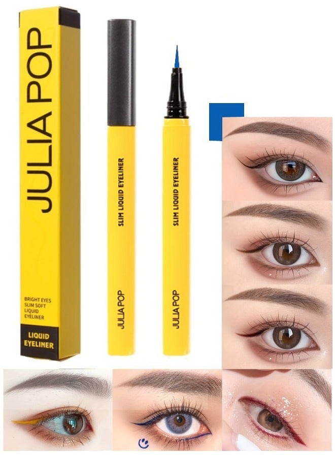 Slim Soft Liquid Eyeliner Pen Deep Blue Smudge Proof and Waterproof Liquid Eyeliner Pen with Flexible Felt Tip Long Lasting Sharp Line Eyeliner Pencil Quick Drying Formula Eyeliner Pen 05