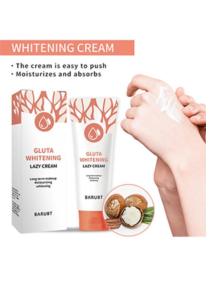 Gluta Whitening Lazy Cream-Moisturizing Tone Up Cream, Anti Aging Moisturizes Evens Skin Tone ,Light Makeup Covering Spots
