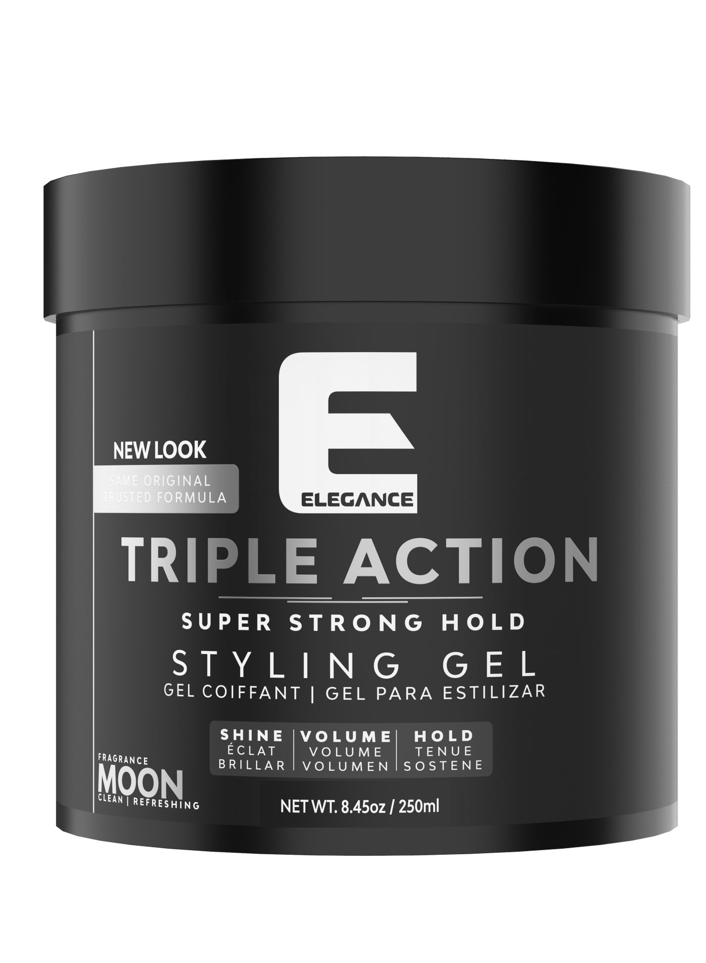 Elegance-E Series Moon Triple Action Styling Gel 250ml- Super Strong Hold, Volumizing, Flake-Free with Long-Lasting Shine and Refreshing Fragrance