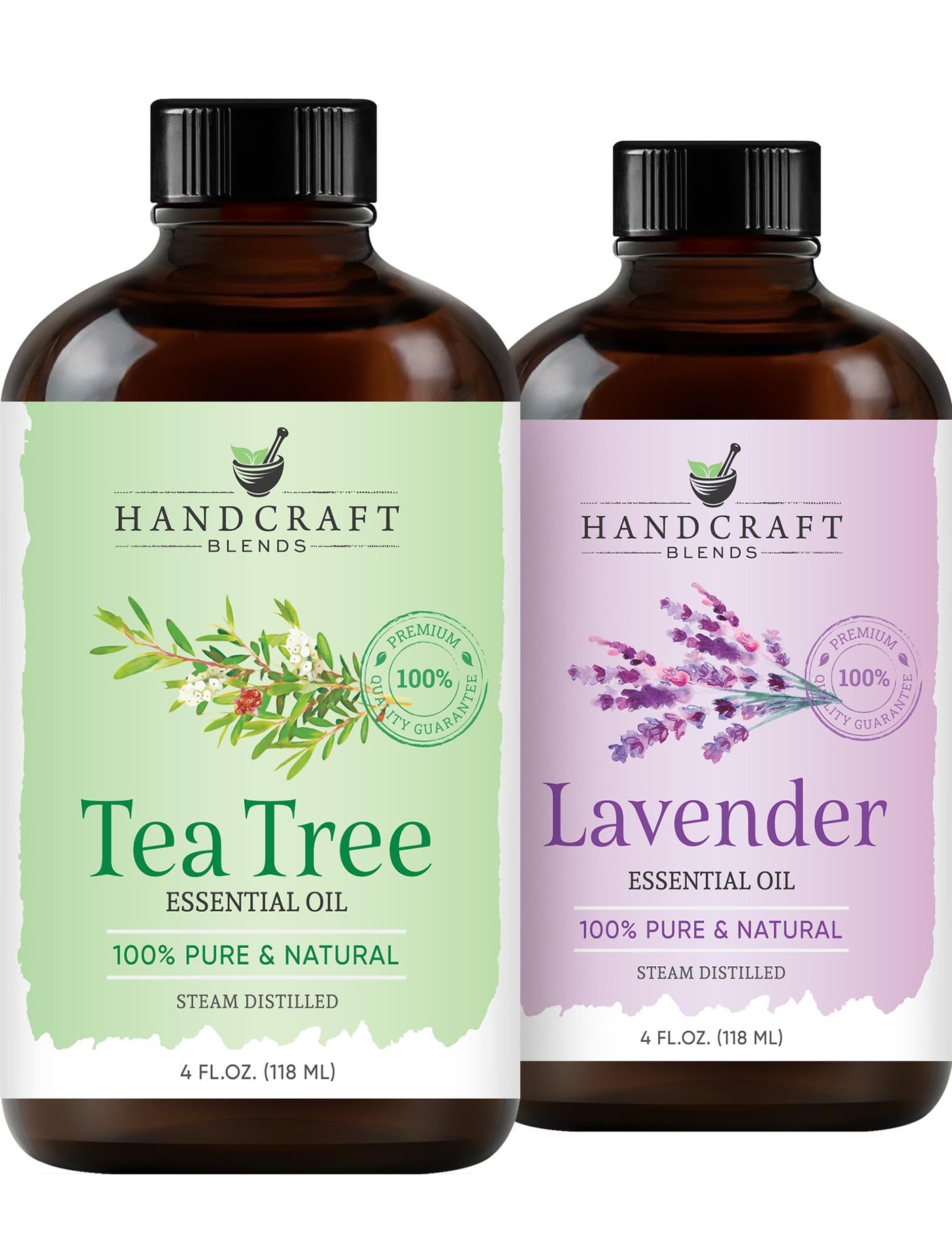 Handcraft Blends Soothe & Cleanse Set: Lavender and Tea Tree Essential Oils â€“ (2 x 4 Fl Oz) â€“ 100% Pure & Natural â€“ for Diffuser, Aromatherapy, and DIY Projects