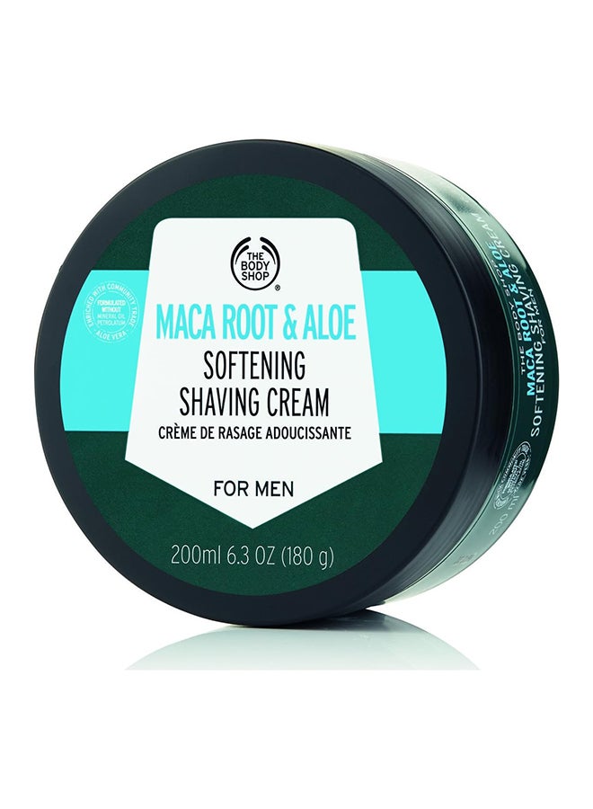 Maca Root & Aloe Softening Shaving Cream for Men – Hydrating Shave Cream with Aloe Vera & Maca Root | Gentle Lather for Smooth, Comfortable Shave | Ideal for Sensitive, Dry or Rough Skin, 200ml