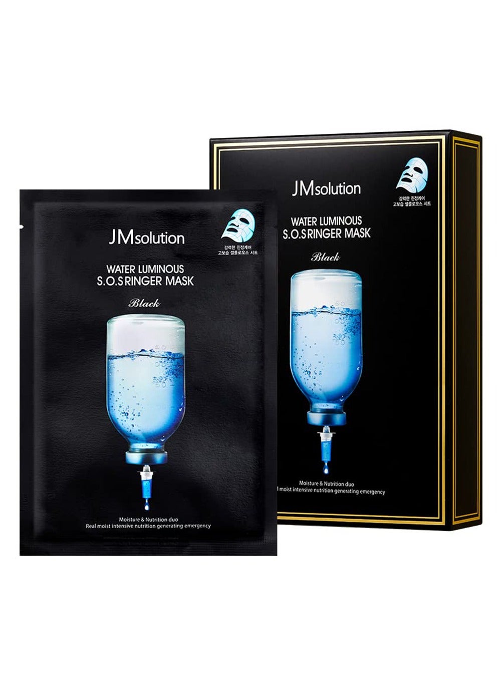 JMsolution Water Luminous S.O.S Ringer Mask Black - Korean Skin care-Rich Hydrated Smooth Moisture -10 sheets for All Skin type