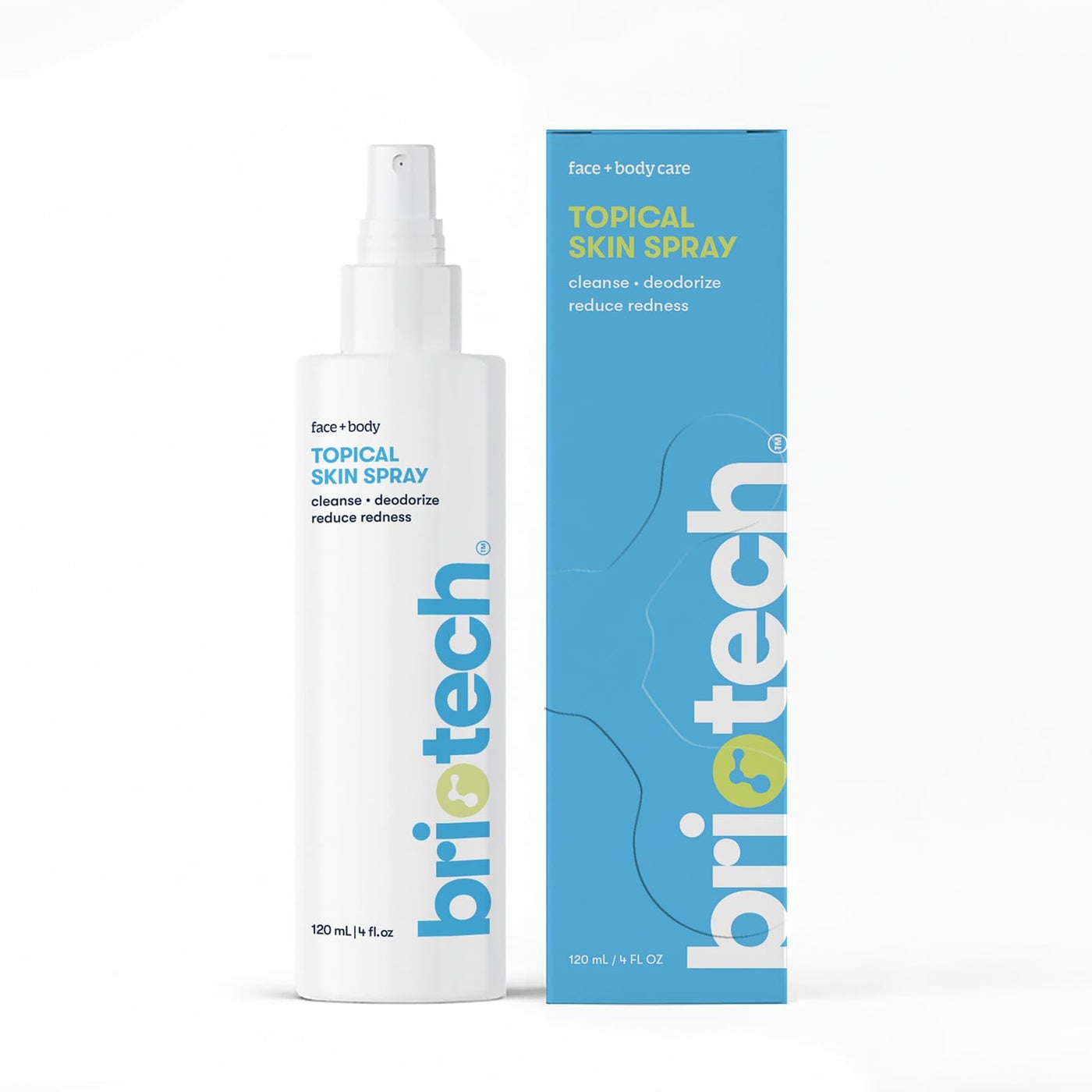 BRIOTECH Topical Skin Spray, Hypochlorous Acid Spray for Sensitive Skin, HOCl Facial Mist, Full Body Support Against Irritation, Calm Redness, Soothe Foot & Scalp, 4 oz