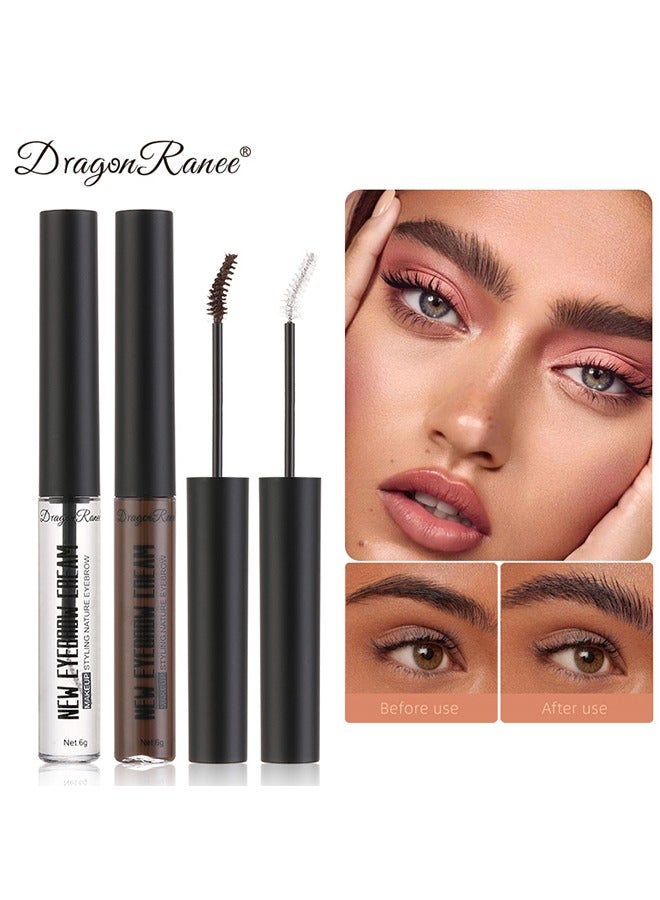 2PCS Mascara Brush Set, Clear Setting Balm & Deep Coffee Brow Balm, Waterproof and Sweat Non-Flaking Makeup Styling Liquid, Eyebrow Repair Balm, Eyebrow Styling, Beauty Salon, Home Makeup