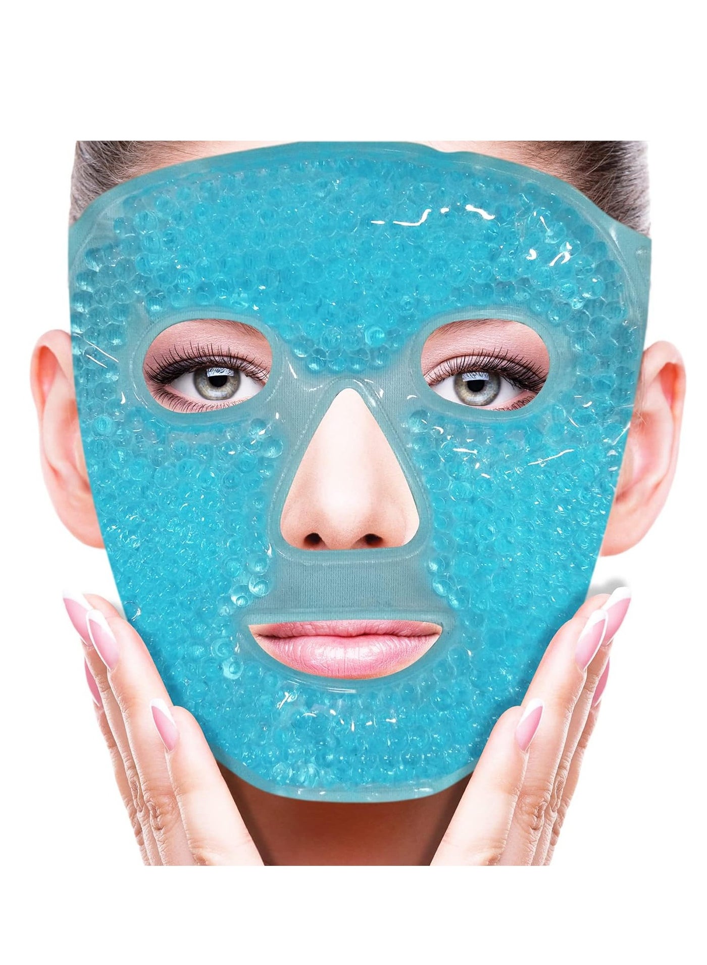 Cold Face Eye Mask Ice Pack Reduce Face Puff, Dark Circles, Gel Beads Hot Heat Cold Compress Pack, Face SPA for Woman Sleeping, Pressure, Headaches, Skin Care, Post Laser Care[Blue]