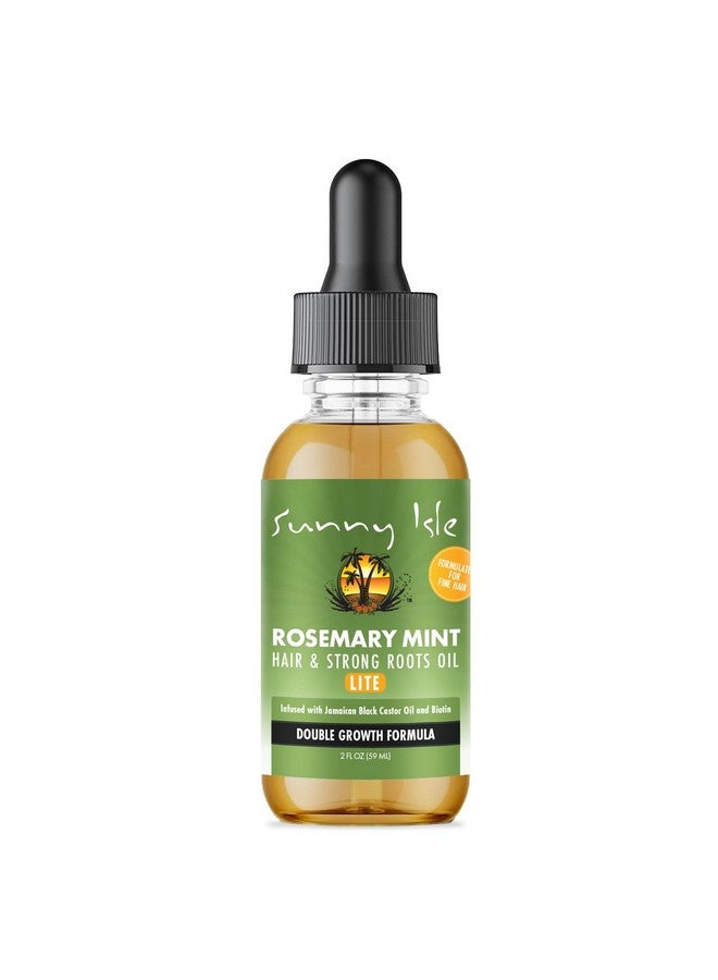 Sunny Isle Rosemary Mint Hair and Strong Roots Oil Lite 2oz | For Light, Thin Hair | Infused with Biotin & Jamaican Black Castor Oil | Nourish Hair Follicles | Dry Scalp, Split Ends