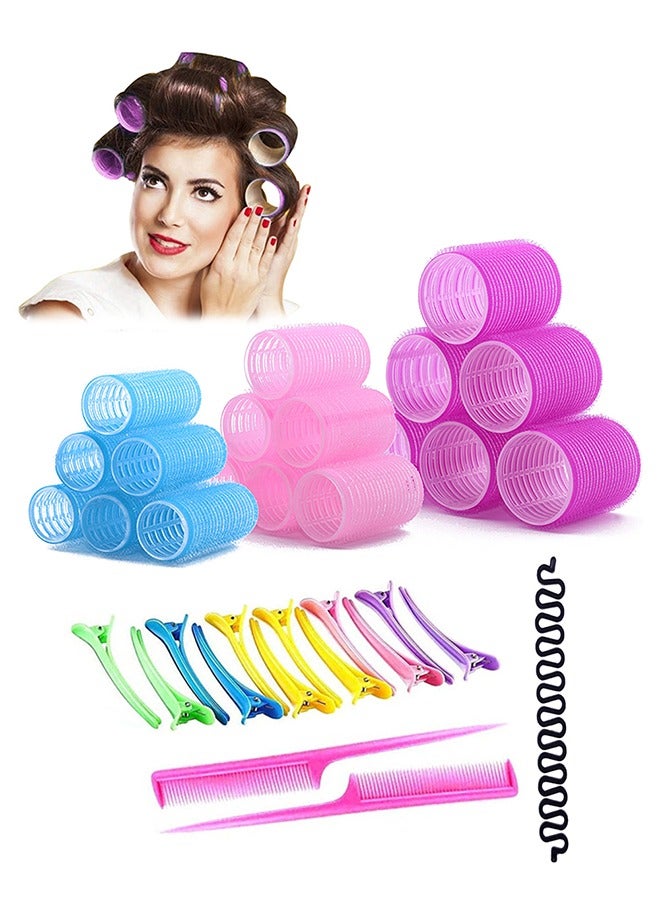 51 Pcs Hair Roller Set Velcro Rollers Curlers for Medium Hair Salon Hair Dressing Curlers With 3 Sizes Curlers DIY Rollers Hair Curlers