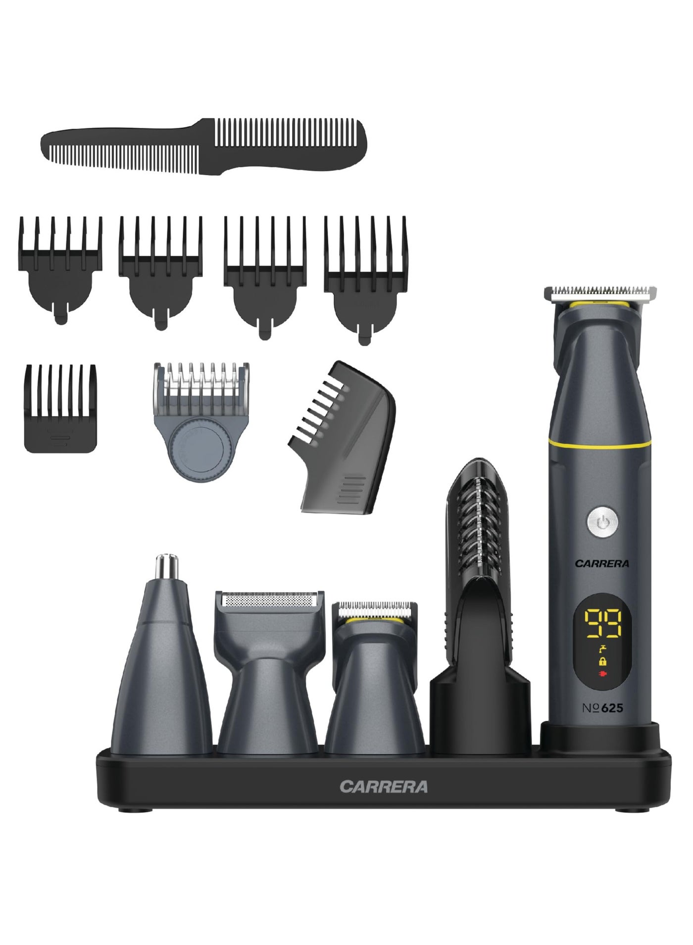 CRR625 All-in-1 Beard & Hair Trimmer for Men, Stainless Steel Blade, Cordless & IPX6 Waterproof, USB Charging, LED Display, 5-Min Boost, Multiple Attachments, Grooming Kit, 2 Years Warranty