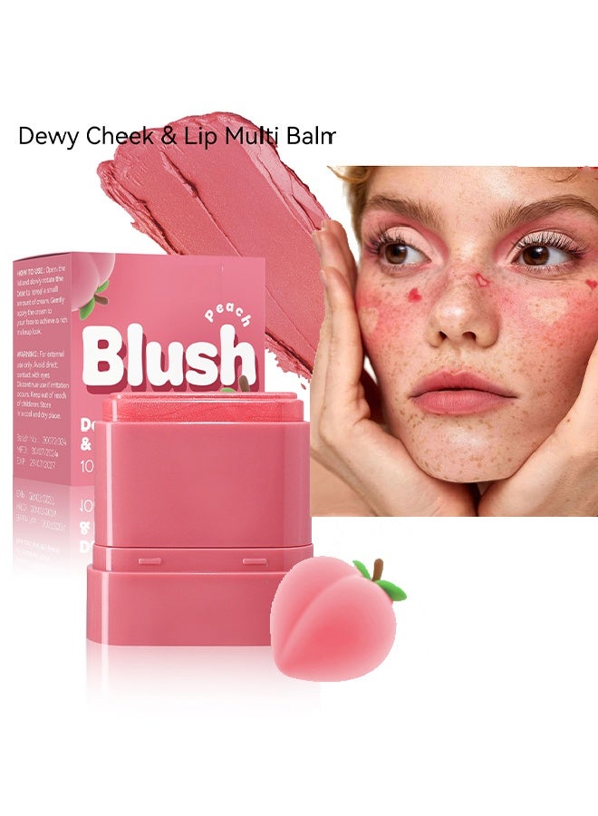 Dewy Cheek & Lip Multi Balm Blush - Creamy Multi-Stick Blusher & Lip Balm,  Blush Stick for Cheeks and Lips #01 Peach