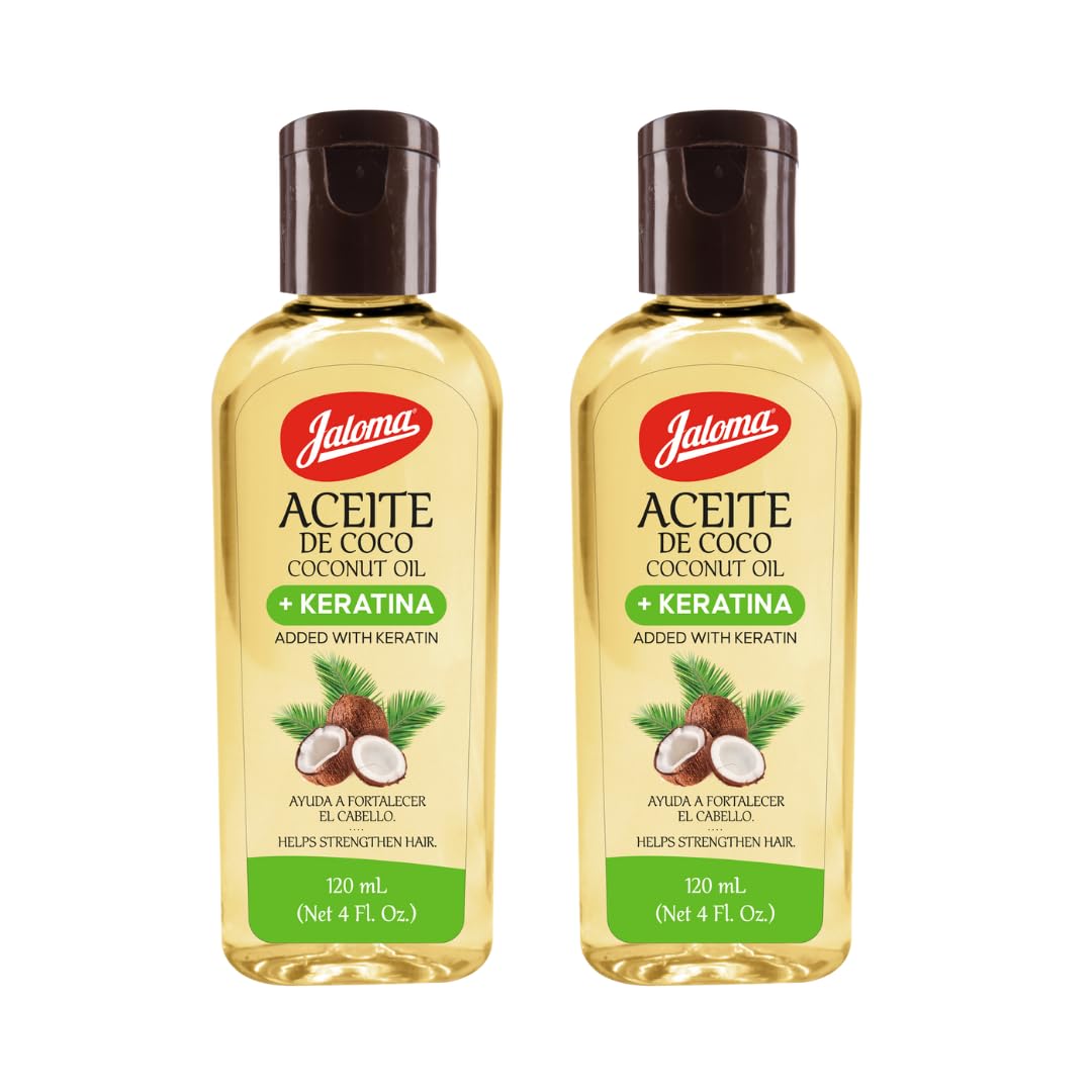 Jaloma Coconut Oil with Keratin to Help Strengthen Hair, 2 Pack, 4 Oz Each Bottle