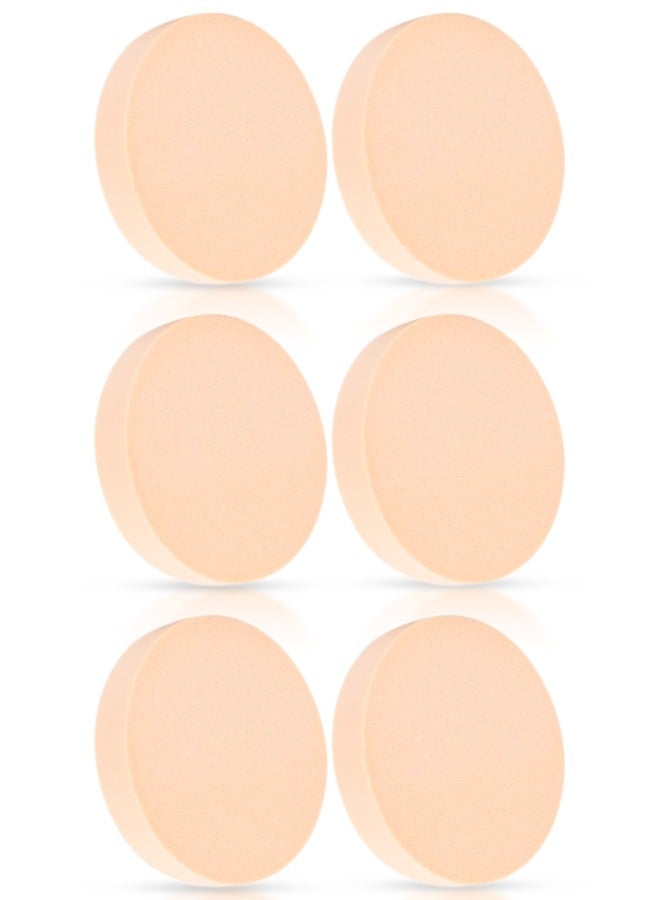 6 Pcs Makeup Sponge Set Round Shaped Beauty Blender Cosmetic Makeup Puff for Face Velour Puff Set for Loose Powder Mineral Powder Applicator Foundation Makeup Tool Set (Beige)