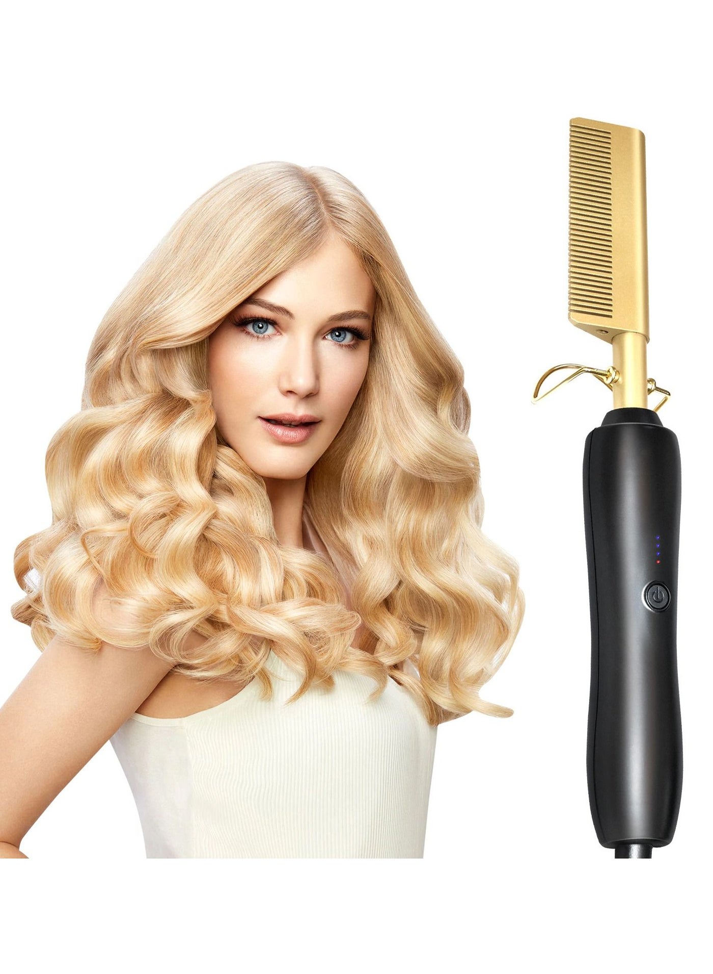 Hot Sale High Heat Ceramic Press Comb Hair Straightener Pressing Electric Hot Comb for woman Straightening and curling