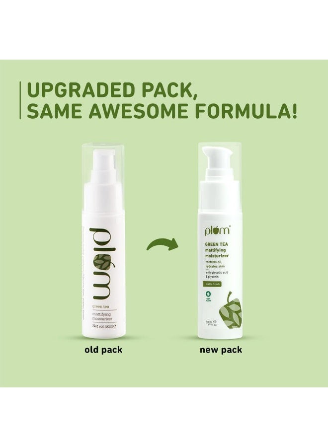 Green Tea Mattifying Moisturizer 50ml | Oil-Free Hydration with Green Tea And Glycolic Acid | Matte Finish Moisturiser for Oily, Acne-Prone And Combination Skin, 1.69 fl oz - image 2