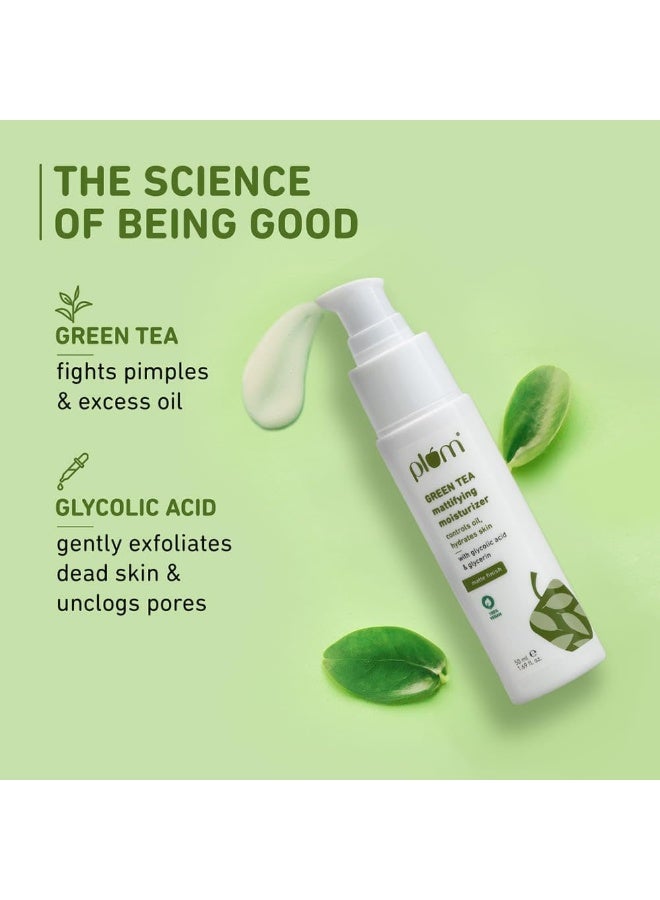 Green Tea Mattifying Moisturizer 50ml | Oil-Free Hydration with Green Tea And Glycolic Acid | Matte Finish Moisturiser for Oily, Acne-Prone And Combination Skin, 1.69 fl oz - image 4