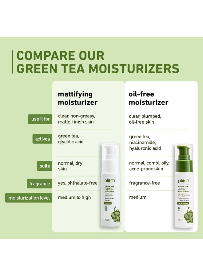 Green Tea Mattifying Moisturizer 50ml | Oil-Free Hydration with Green Tea And Glycolic Acid | Matte Finish Moisturiser for Oily, Acne-Prone And Combination Skin, 1.69 fl oz - image 5
