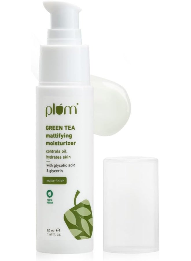 Green Tea Mattifying Moisturizer 50ml | Oil-Free Hydration with Green Tea And Glycolic Acid | Matte Finish Moisturiser for Oily, Acne-Prone And Combination Skin, 1.69 fl oz