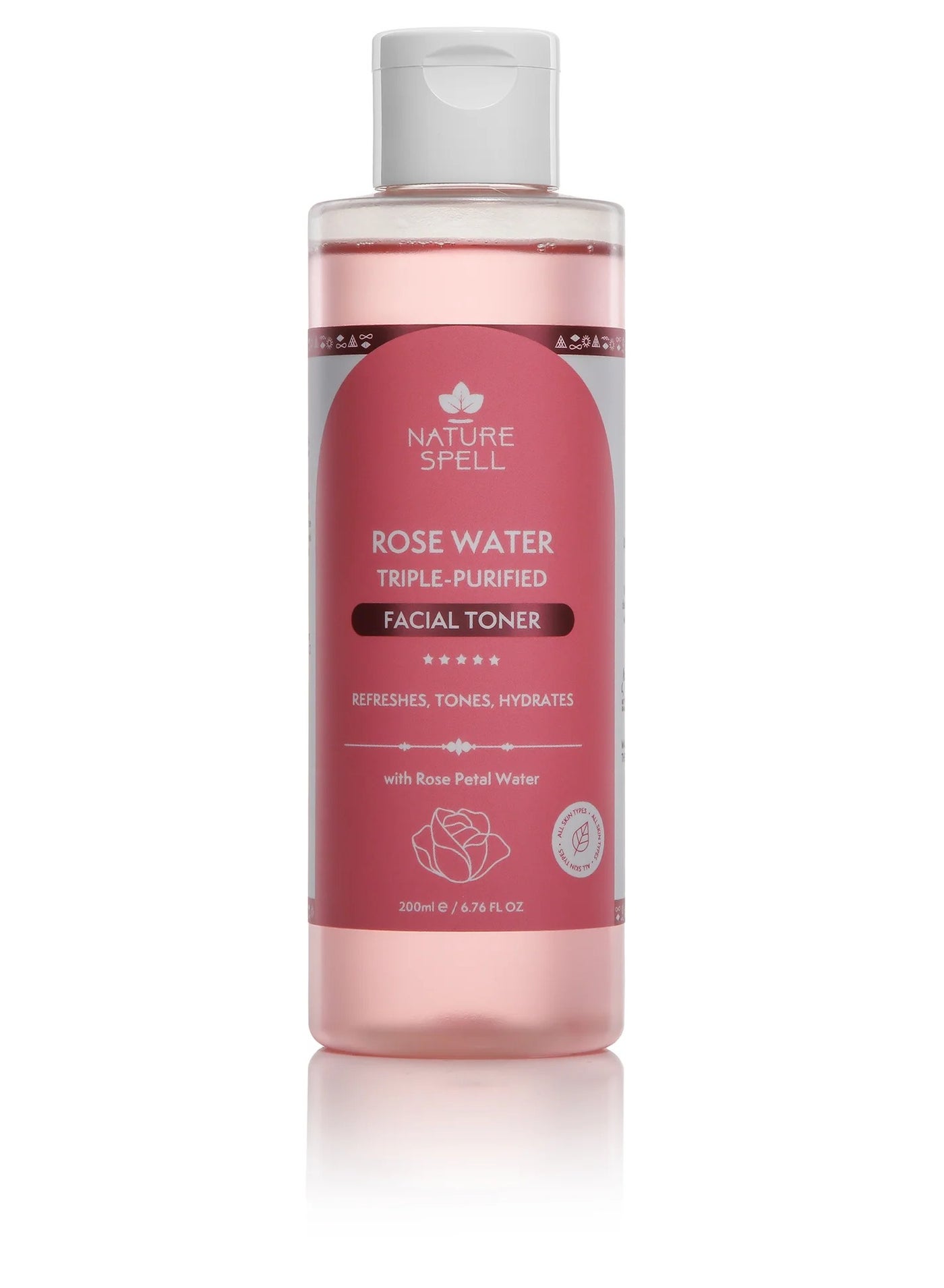 Nature Spell Rose Water Facial Toner for All Skin Types – 200ml | Hydrating & Refreshing Toner