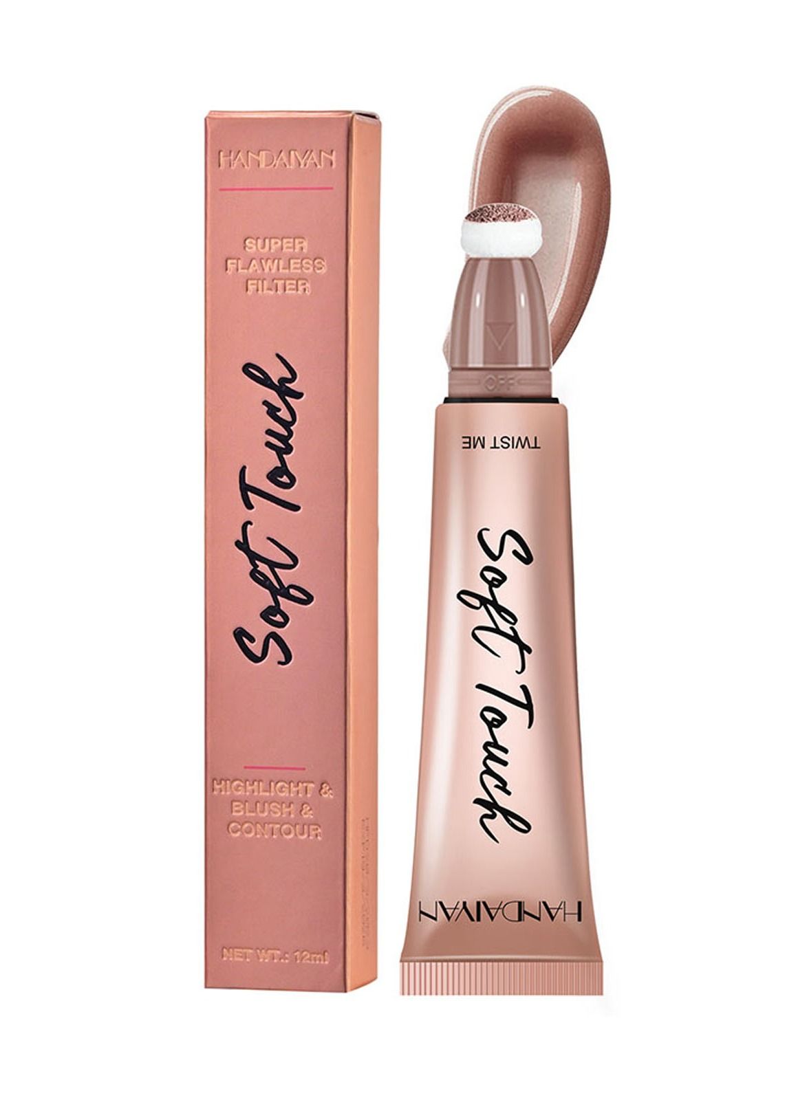 Mousse Liquid Blush For Cheeks Cream Face Blusher Stick with Sponge Palette Bronzer Highlighter Shape Contour Moisturizing And Breathable Matte Finish Long-wearing Waterproof For Women Makeup