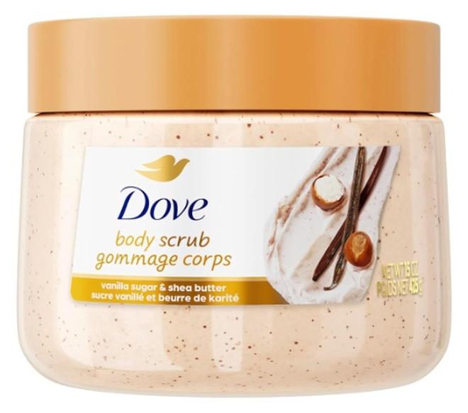 Dove Vanilla Sugar & Shea Butter Body Scrub Exfoliates and Deeply Nourishes for Smooth, Radiant Skin 15 oz