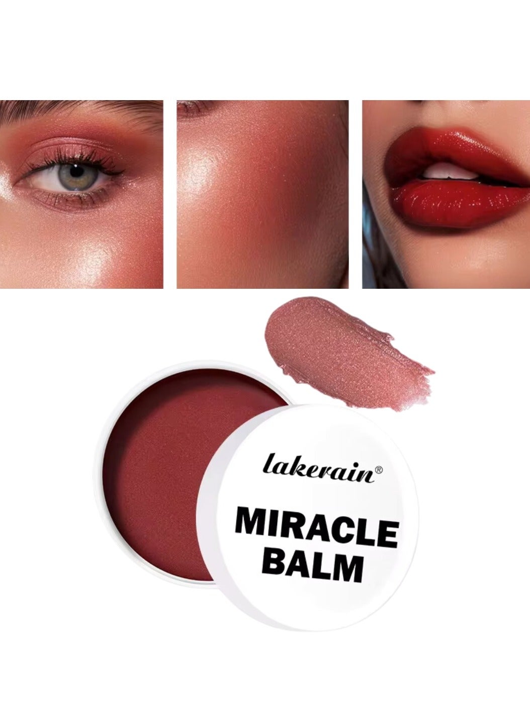 52g Miracle Balm Multi use Miracle Balm Cream for Eyes Cheek and Lips Nourishing Long Lasting Creamy Smooth Texture Moisturizing Cream for Eyeshadow Blush and lipstick Earth Rose 02