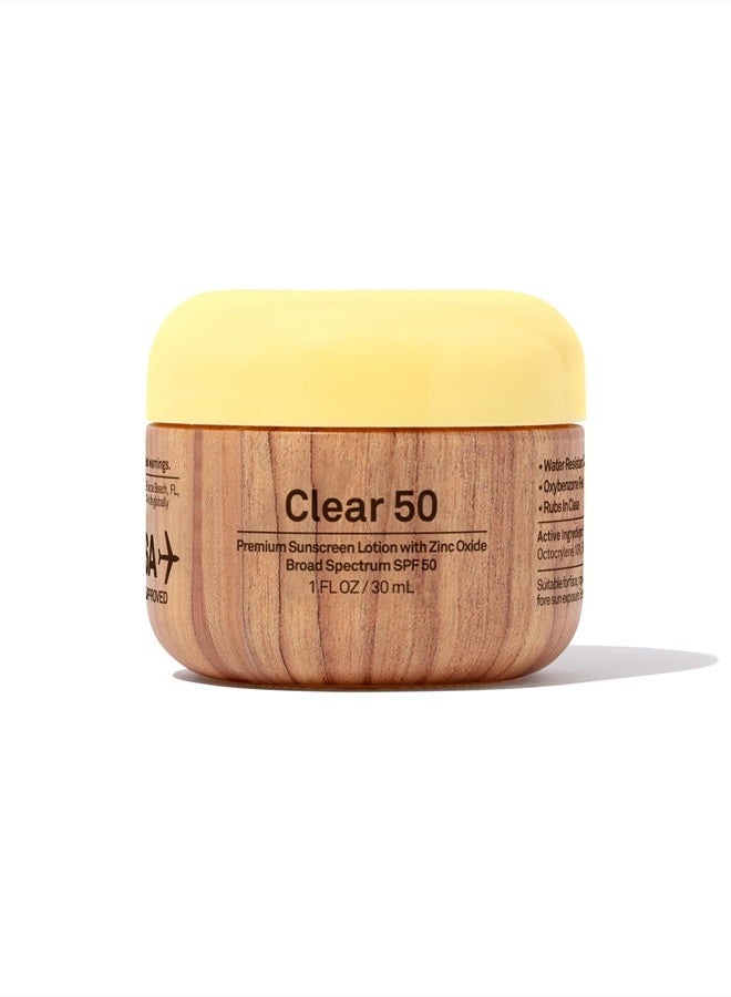 Original SPF 50 Clear Face Sunscreen with Zinc | Vegan and Hawaii 104 Reef Act Compliant (Octinoxate & Oxybenzone Free) Broad Spectrum Moisturizing UVA/UVB Sunscreen with Vitamin E | 1 Fl Oz